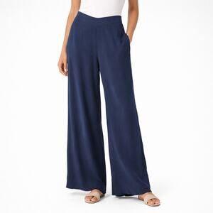 Anthropologie Maeve Ultra High-Rise Wide Leg Rayon Pants Blue 8